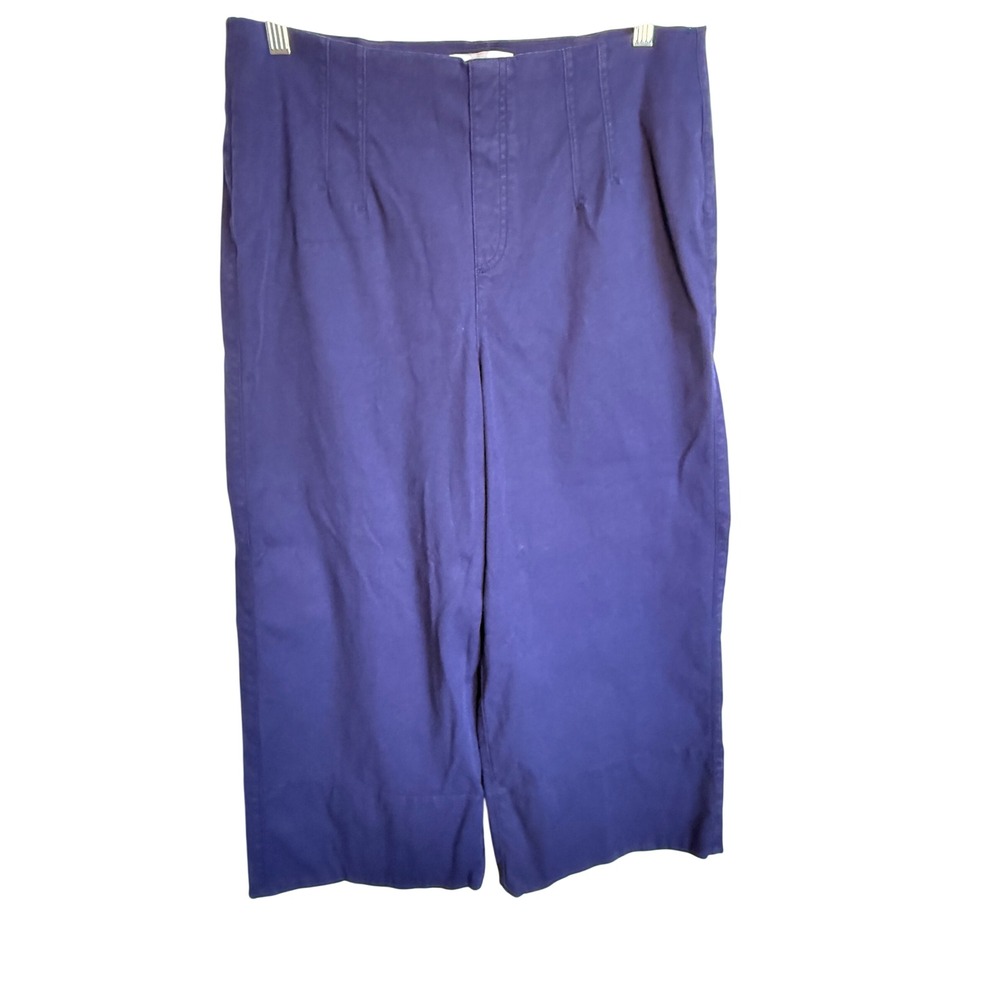 Spanx Womens Purple Wide‎ Leg Cropped Pants Pull On Stretch Casual Lounge XL